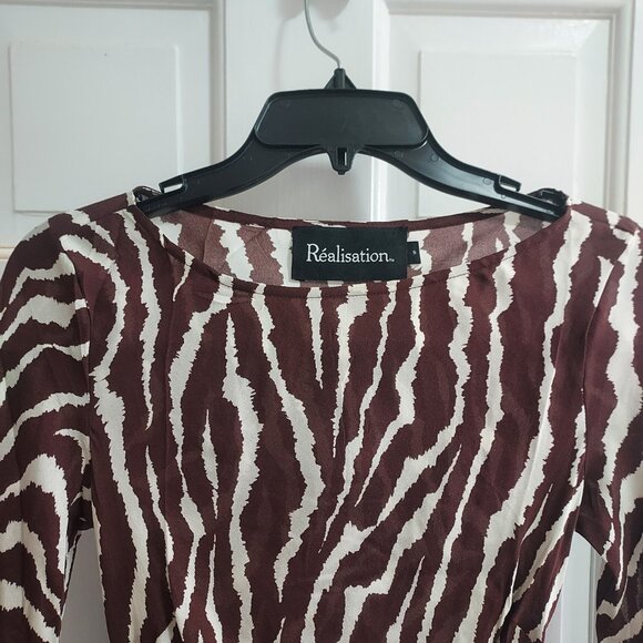 Realisation Par Brown Zebra Animal The Gia Maxi Silk Dress - Picture 4 of 10